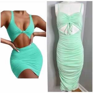 TEAL CUTOUT BODYCON DRESS/ PRELOVED/ MEDIUM
